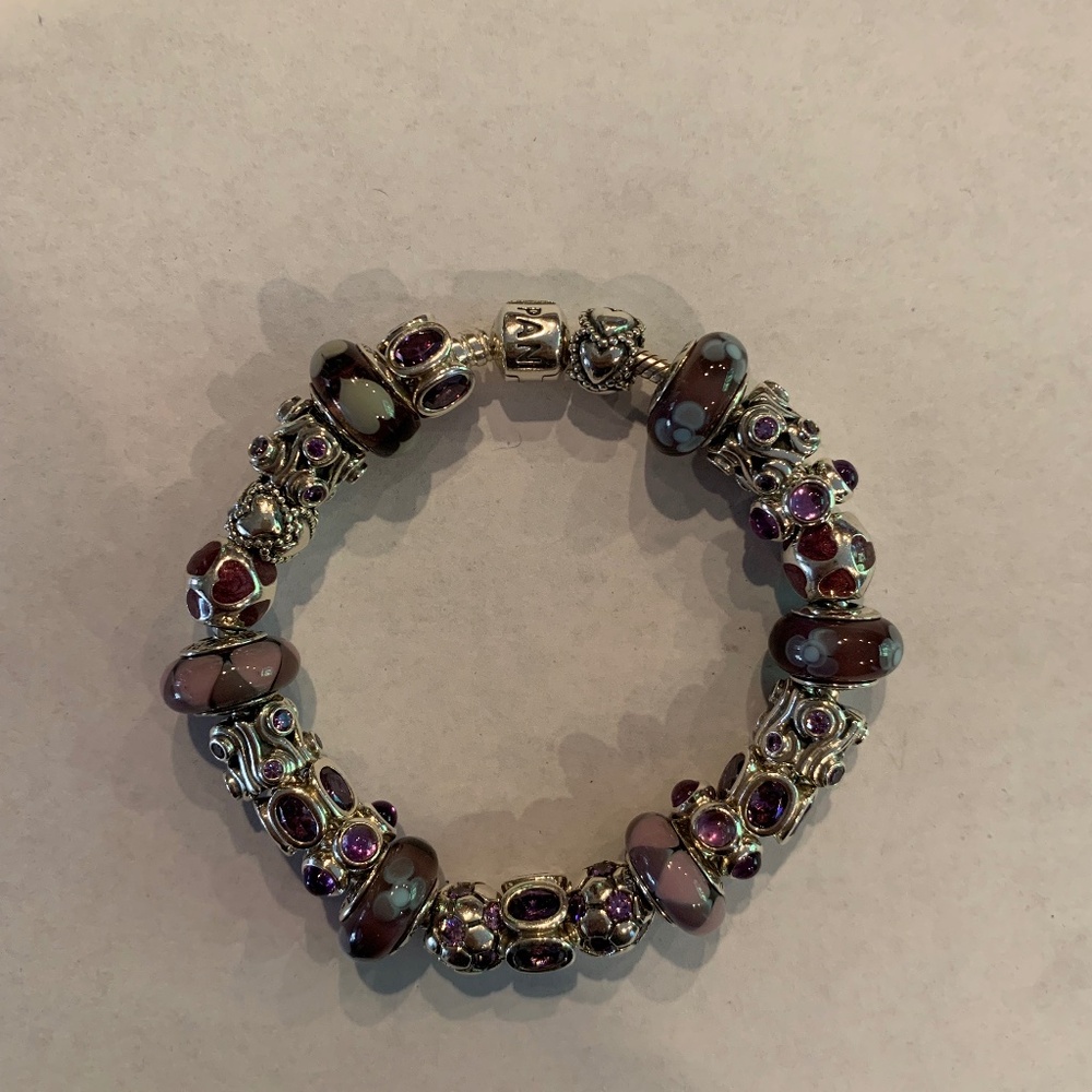 Pandora 8 inch Silver Charm Bracelet with 23 charms